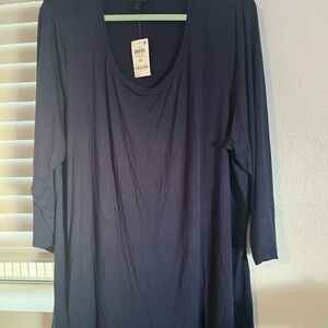 JM Collection Deep Blue Long Sleeve Top